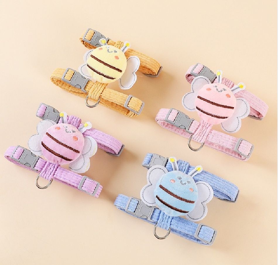 Bee patch cat harness and leash sets in Yellow, Pink, Blue and Purple