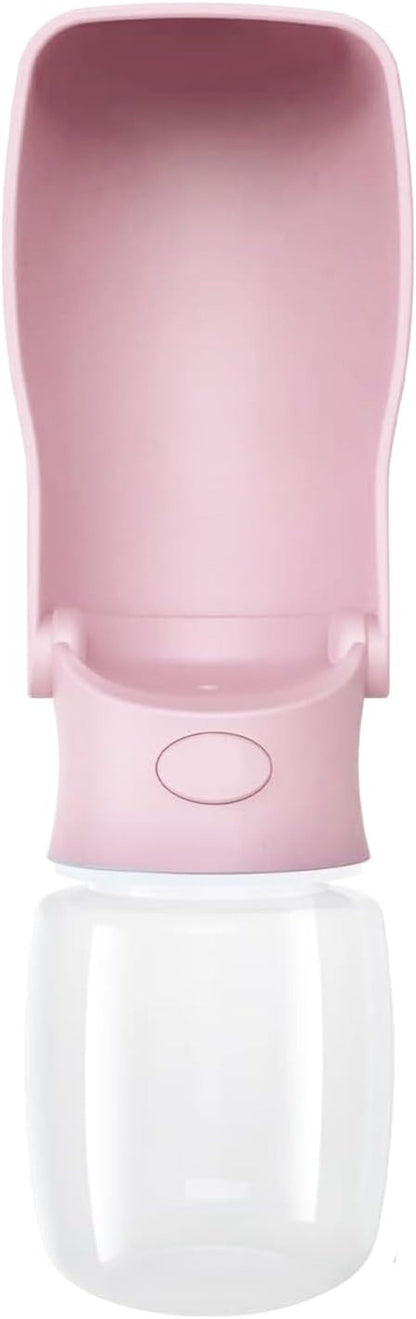 Portable Dog Water Bottle for Walking, 12 OZ Pet Water Bottle for Puppy Small Medium Large Dogs, Water Dispenser Pet Water Bowl Dog Accessories (Pink)