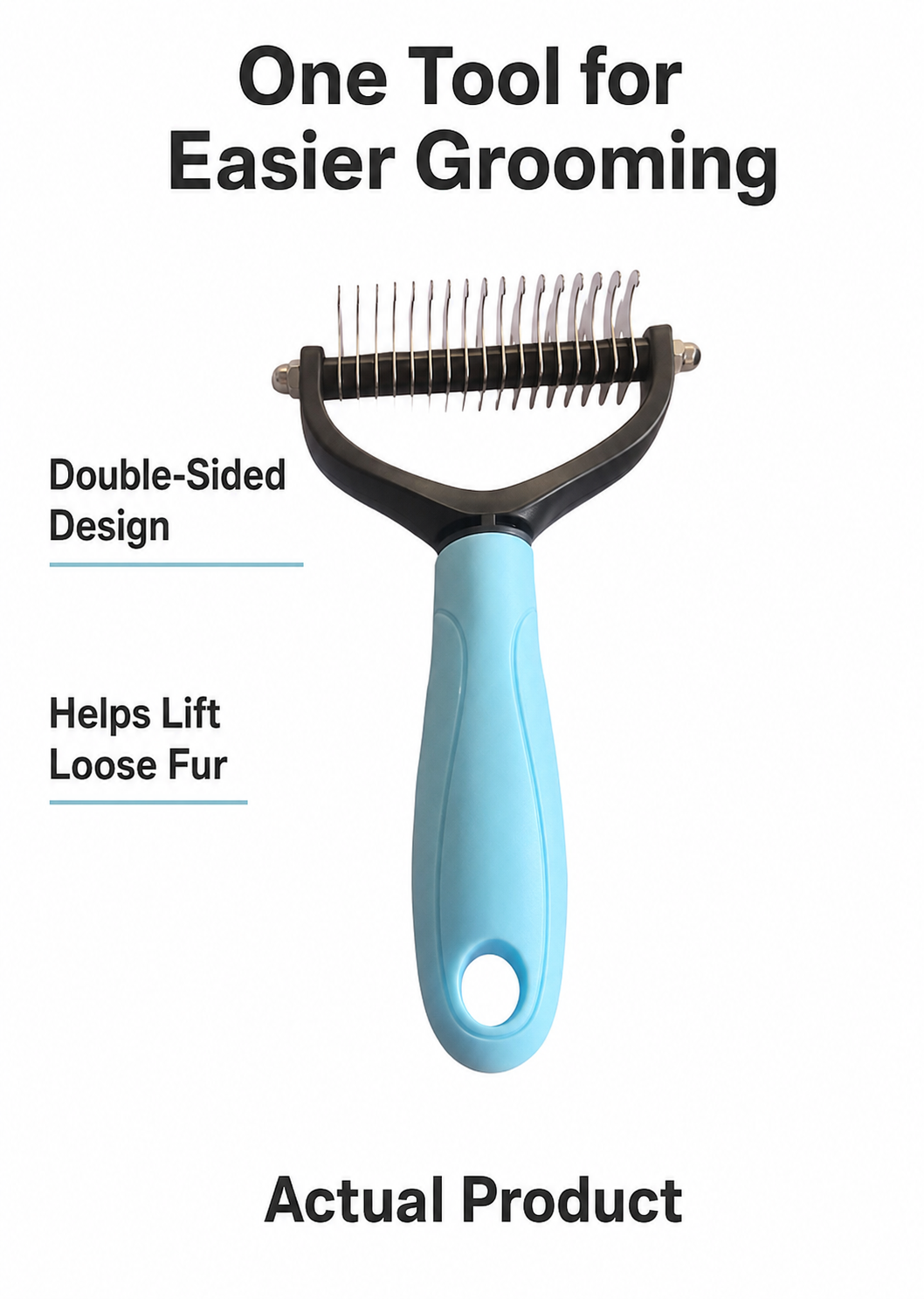 17-Tooth Pet Dematting Rake for Dogs & Cats