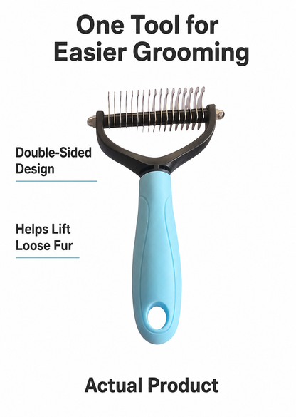 17-Tooth Pet Dematting Rake for Dogs & Cats