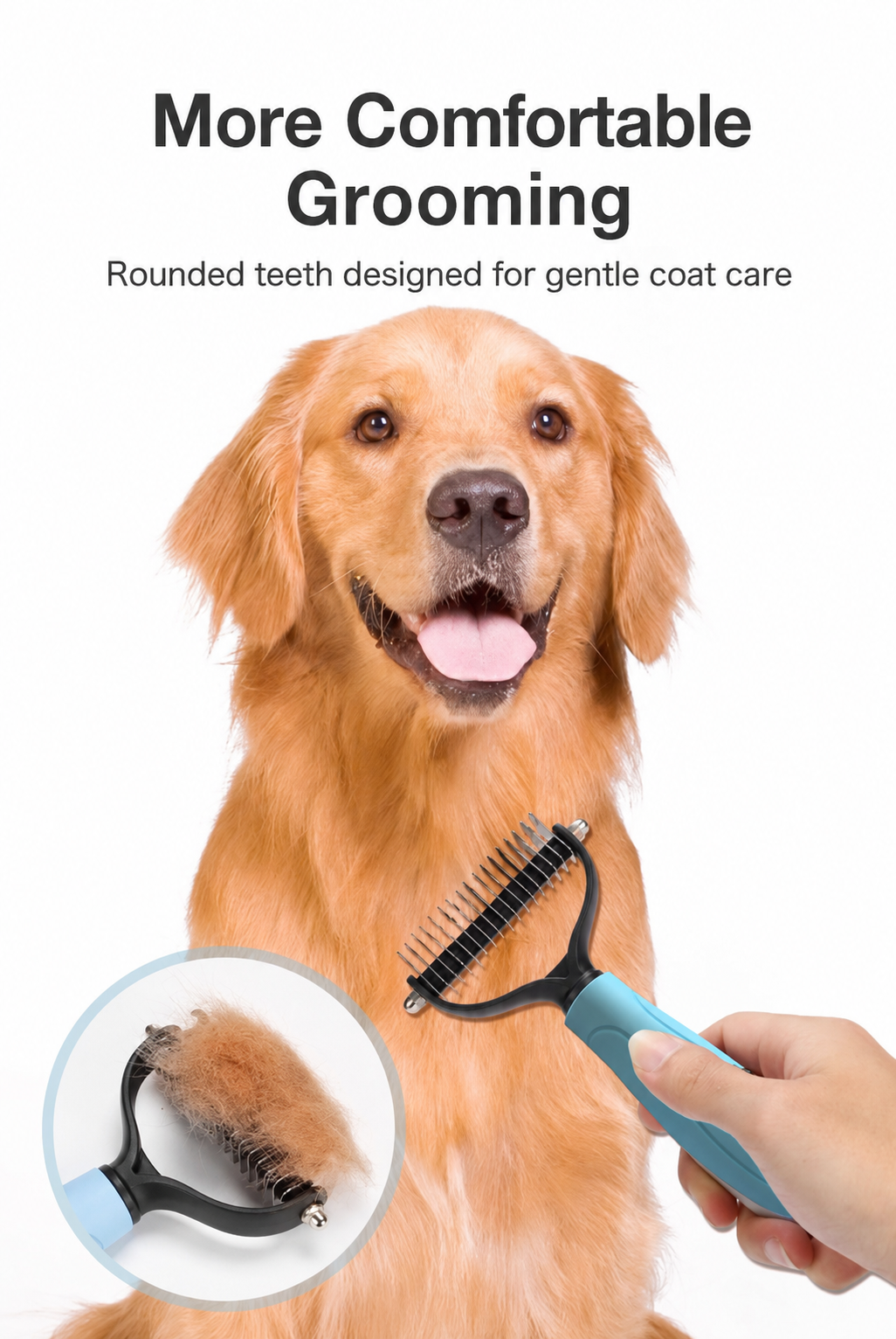 17-Tooth Pet Dematting Rake for Dogs & Cats