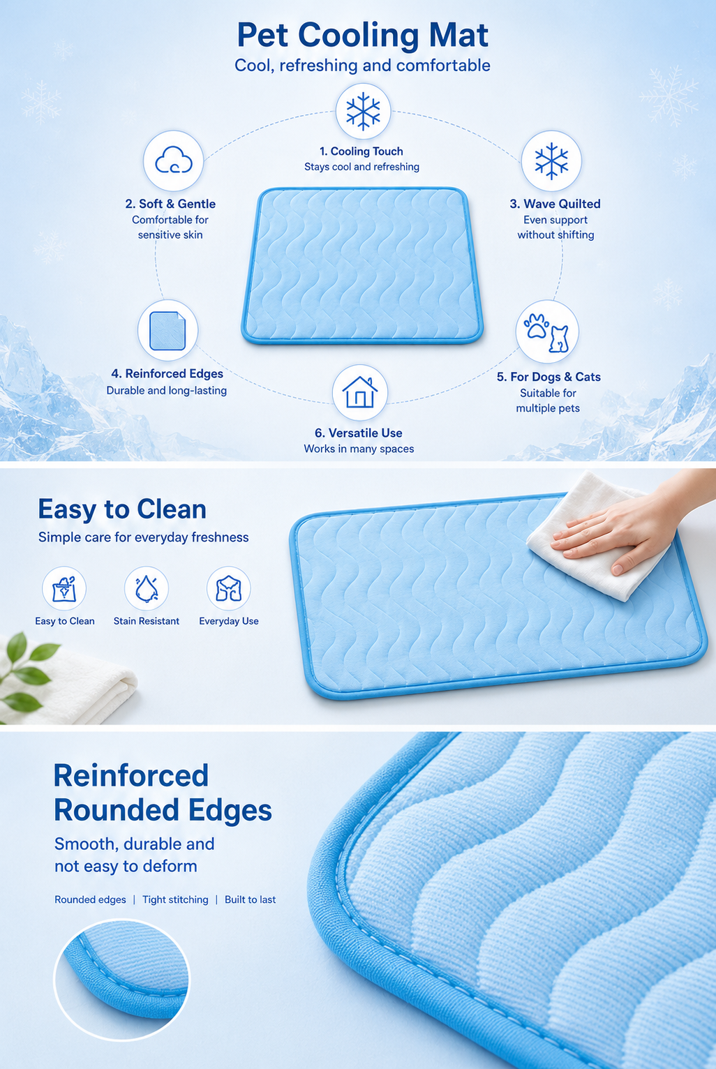 Washable Pet Cooling Mat for Dogs & Cats – Soft, Breathable & Easy to Clean