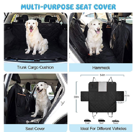 Dog Car Seat Cover with Hard Bottom, Holds up to 400Lbs | Patented Waterproof Dog Hammock Back Seat Extender for Cars, Suvs & Full-Size Trucks (Small & Large Sizes)