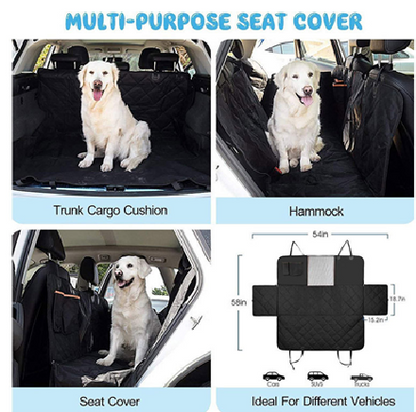 Dog Car Seat Cover with Hard Bottom, Holds up to 400Lbs | Patented Waterproof Dog Hammock Back Seat Extender for Cars, Suvs & Full-Size Trucks (Small & Large Sizes)