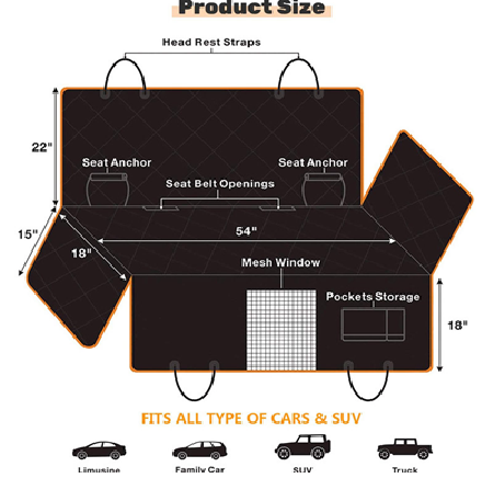 Dog Car Seat Cover with Hard Bottom, Holds up to 400Lbs | Patented Waterproof Dog Hammock Back Seat Extender for Cars, Suvs & Full-Size Trucks (Small & Large Sizes)