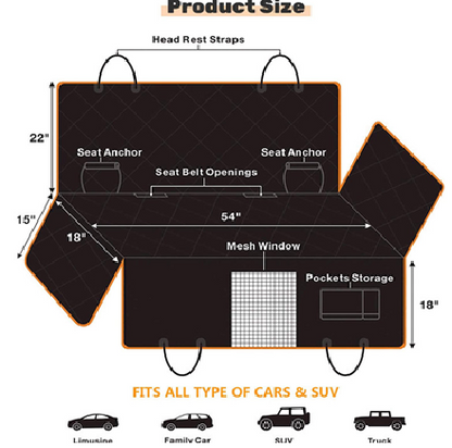Dog Car Seat Cover with Hard Bottom, Holds up to 400Lbs | Patented Waterproof Dog Hammock Back Seat Extender for Cars, Suvs & Full-Size Trucks (Small & Large Sizes)