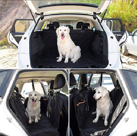 Dog Car Seat Cover with Hard Bottom, Holds up to 400Lbs | Patented Waterproof Dog Hammock Back Seat Extender for Cars, Suvs & Full-Size Trucks (Small & Large Sizes)