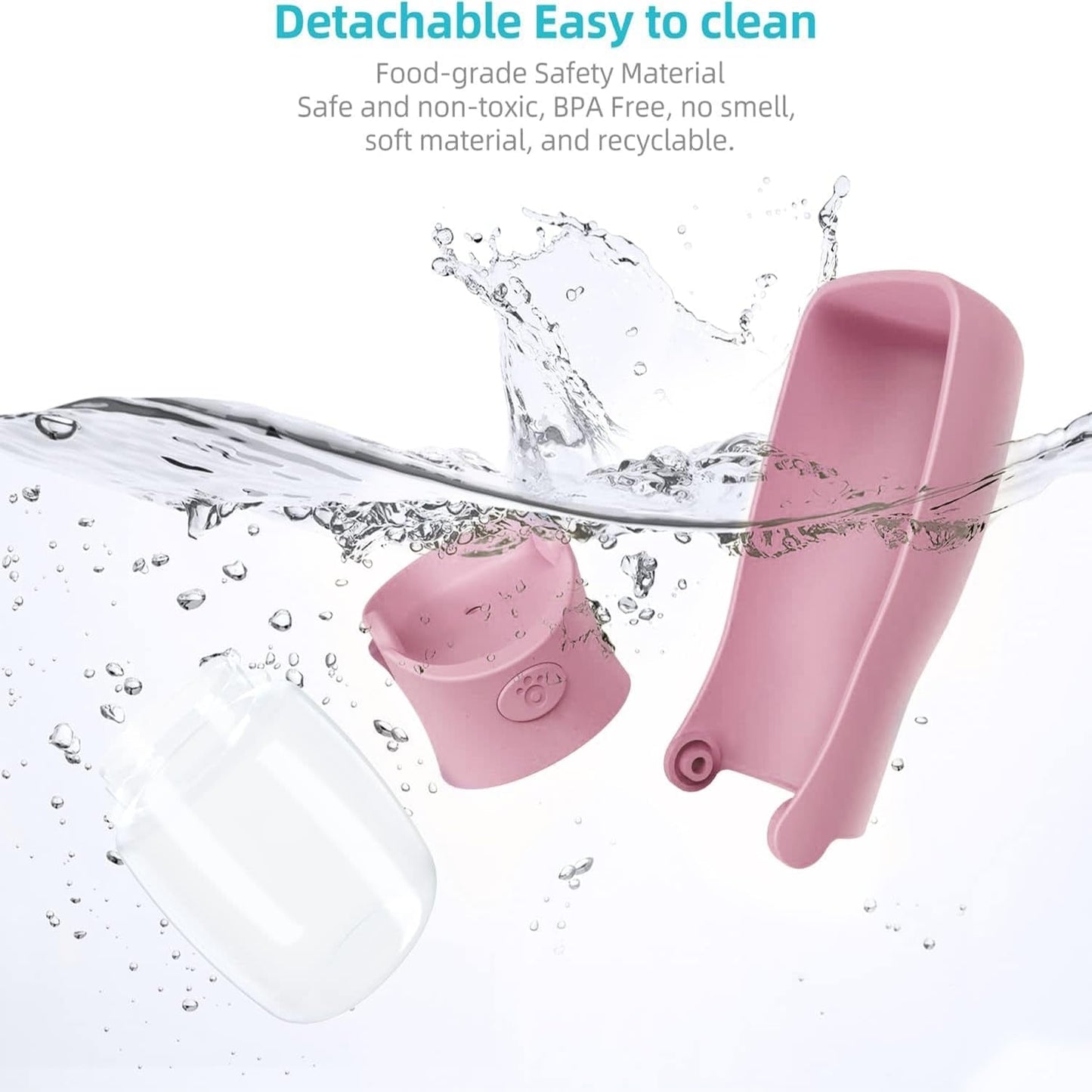 Portable Dog Water Bottle for Walking, 12 OZ Pet Water Bottle for Puppy Small Medium Large Dogs, Water Dispenser Pet Water Bowl Dog Accessories (Pink)