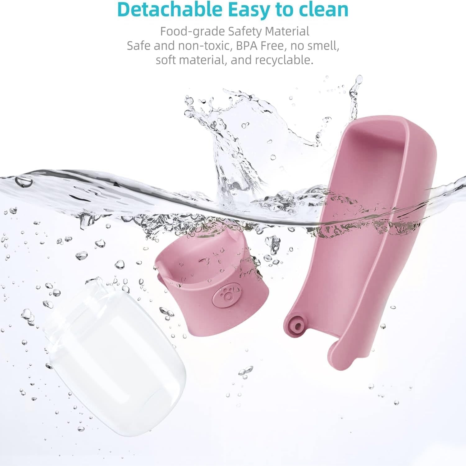 Portable Dog Water Bottle for Walking, 12 OZ Pet Water Bottle for Puppy Small Medium Large Dogs, Water Dispenser Pet Water Bowl Dog Accessories (Pink)