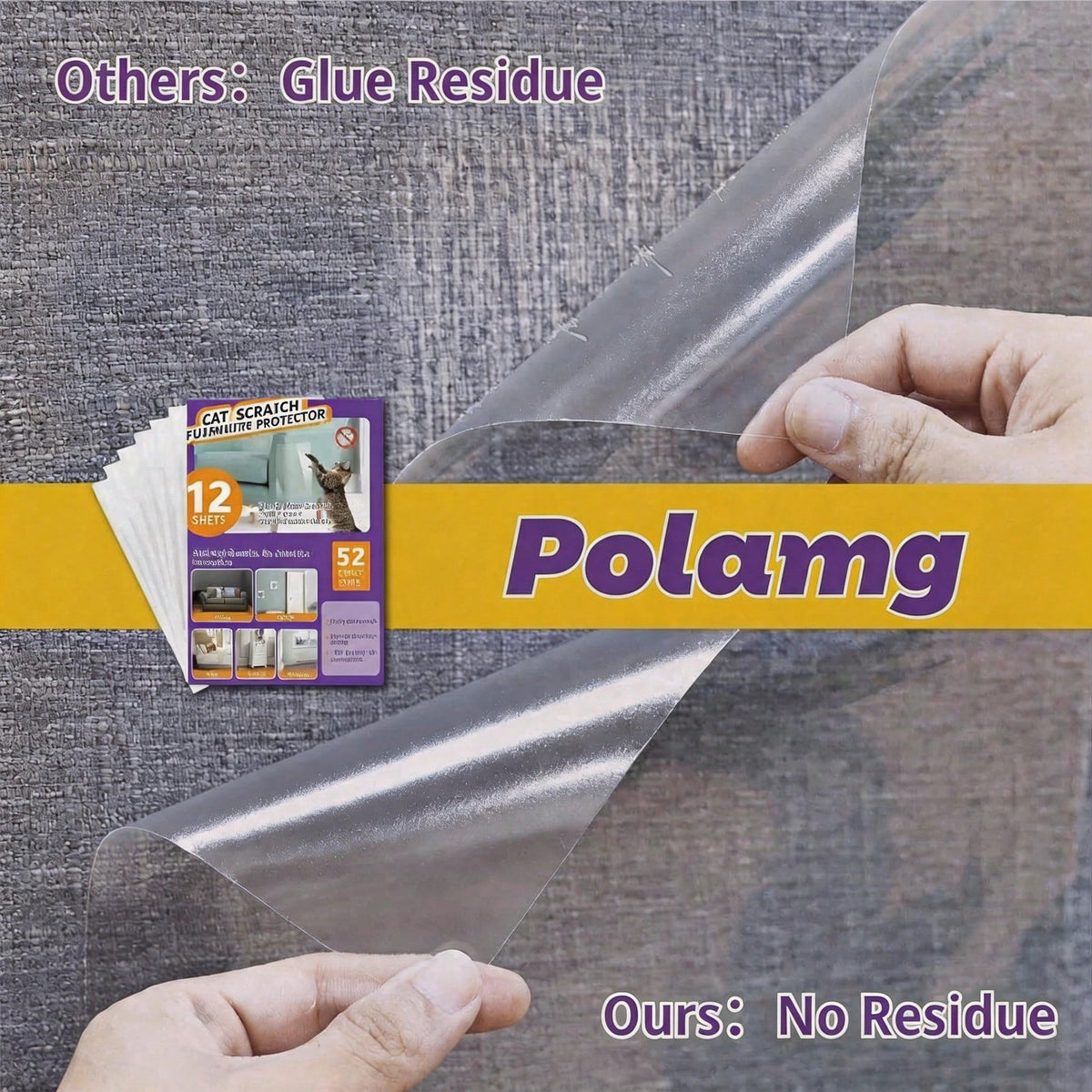 Transparent scratch guard applied to a sofa arm