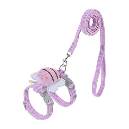 Purple bee patch cat harness with matching leash