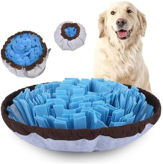 Blue adjustable dog snuffle mat and puzzle feeder