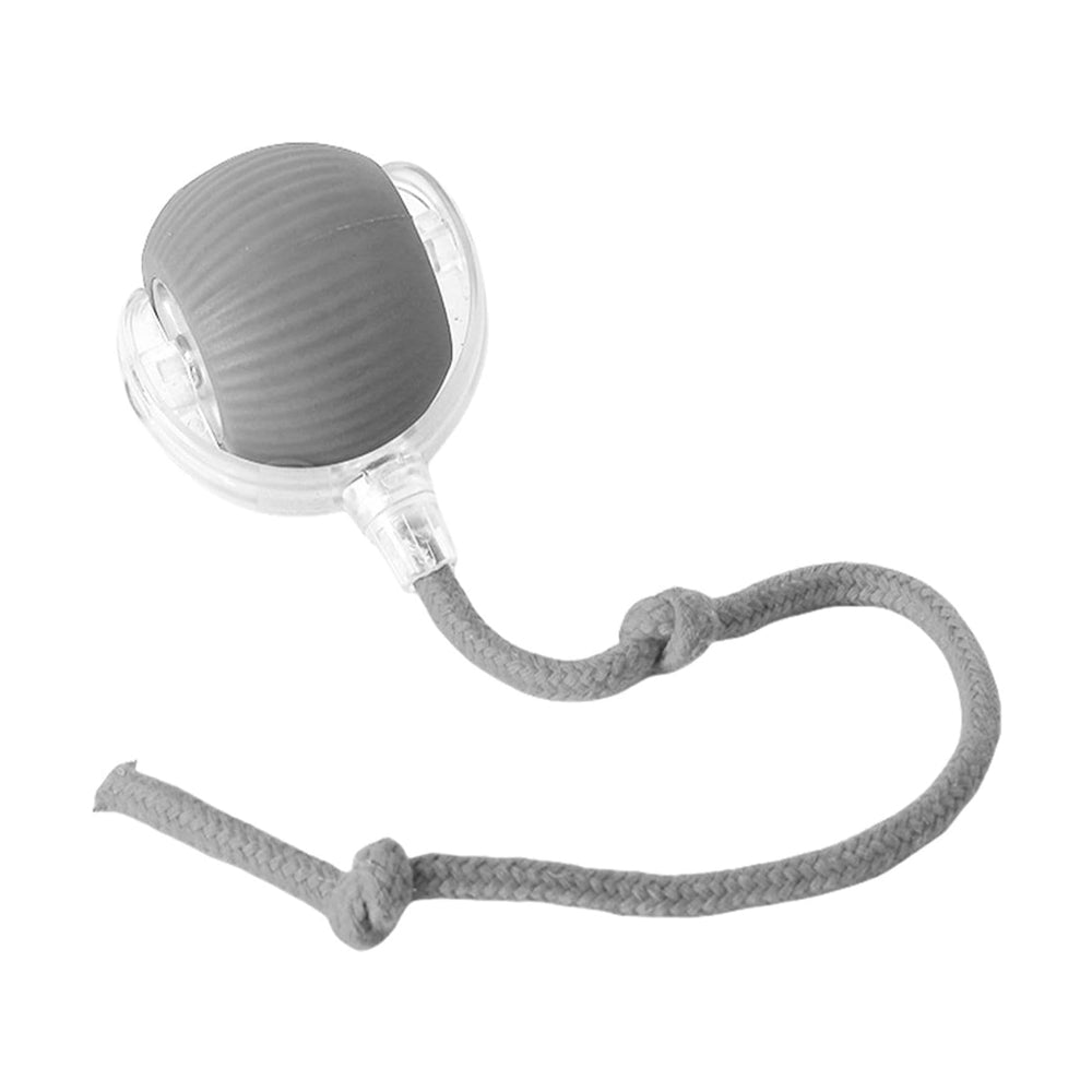 Motion-activated rolling ball toy - Gray, with rope tail