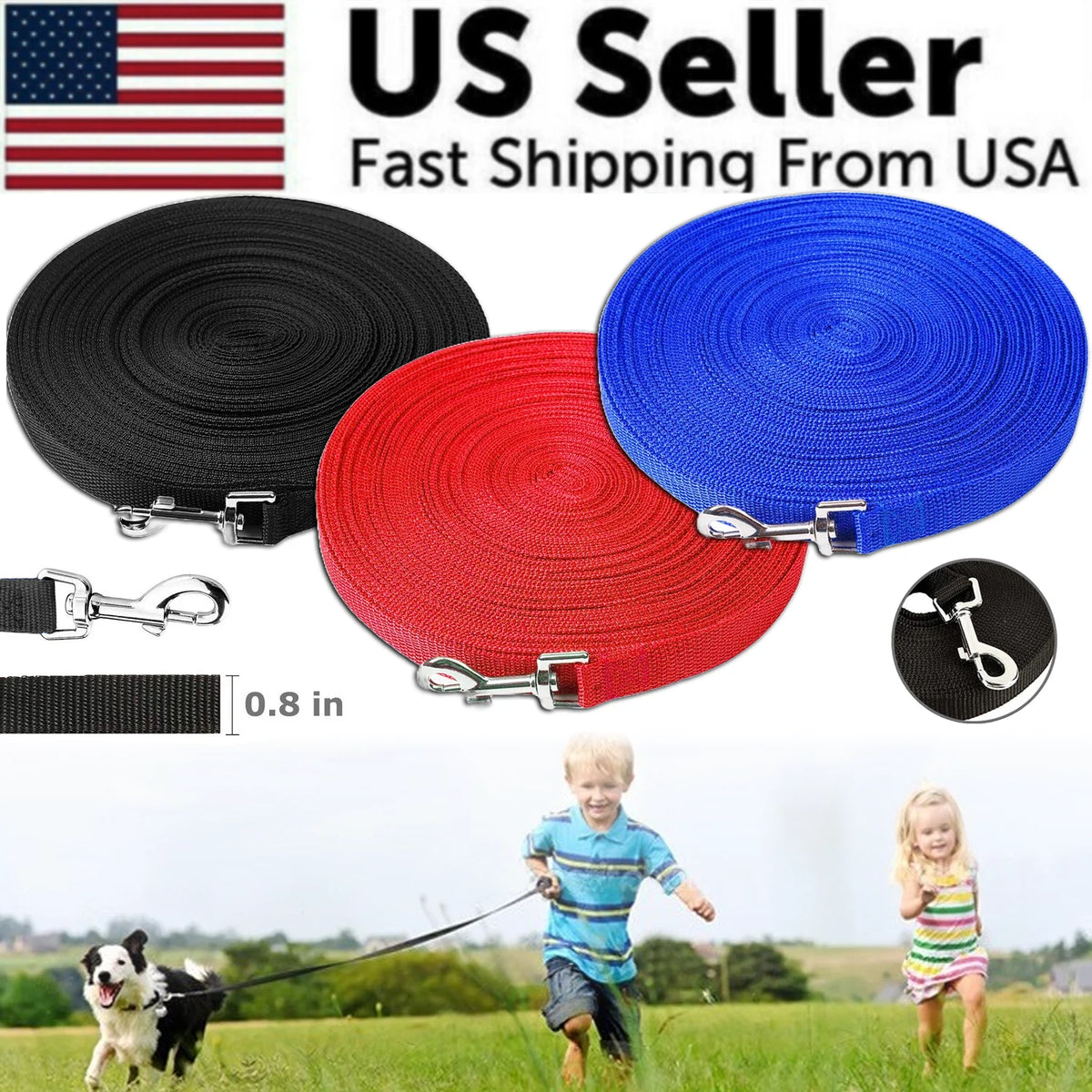 Recall Training Long Line for Dogs – 23 to 50 Ft