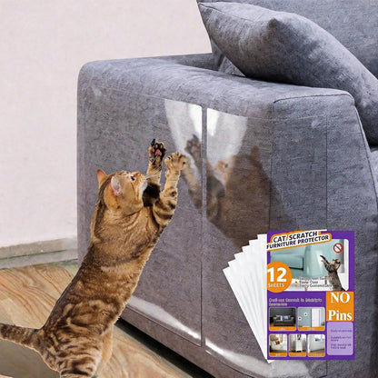 Clear cat scratch furniture guard sheets, 12 pack