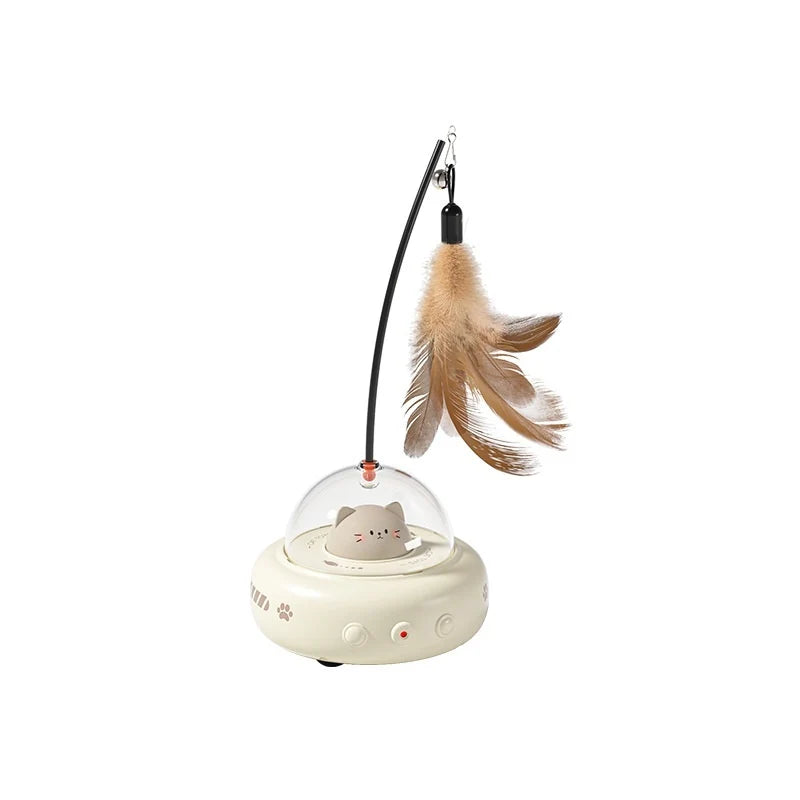 Electric UFO cat teaser toy with feather wand and bell - supplier product photo 8